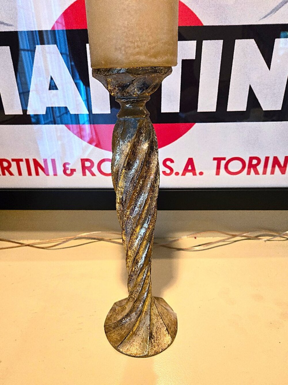 Elegant Gold-Tone Twisted Candle Holder – 13.5" Tall